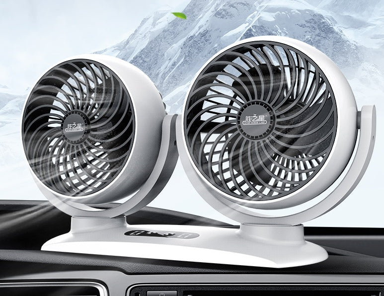 Car Dual-Head Usb Fan 12v24V Powerful Cooling Electric Fan