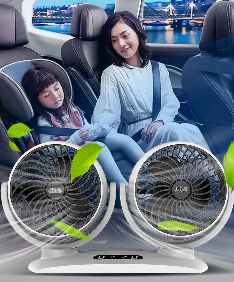 Car Dual-Head Usb Fan 12v24V Powerful Cooling Electric Fan