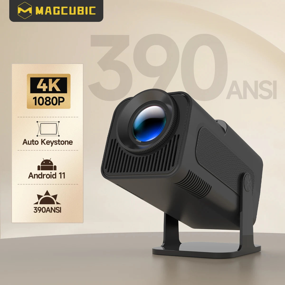 HY320 Android11 4K HD Projector Wifi6 Allwinner H713 390ANSI BT5.0 1920*1080P Outdoor Portable Projetor Upgrated HY300