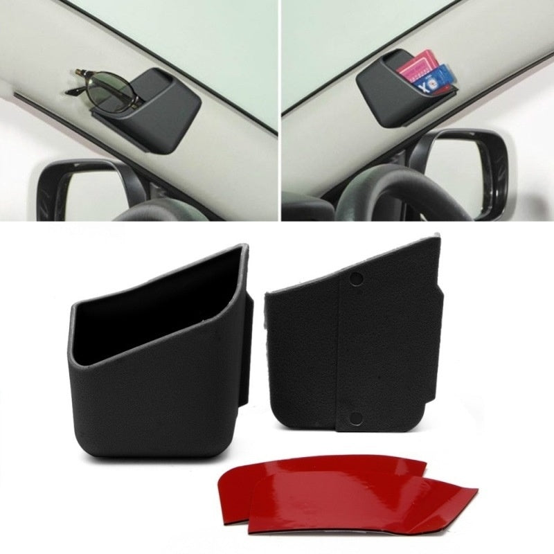 2 Pieces Of General Auto Parts Glasses Storage Box Storage Box Holder Black
